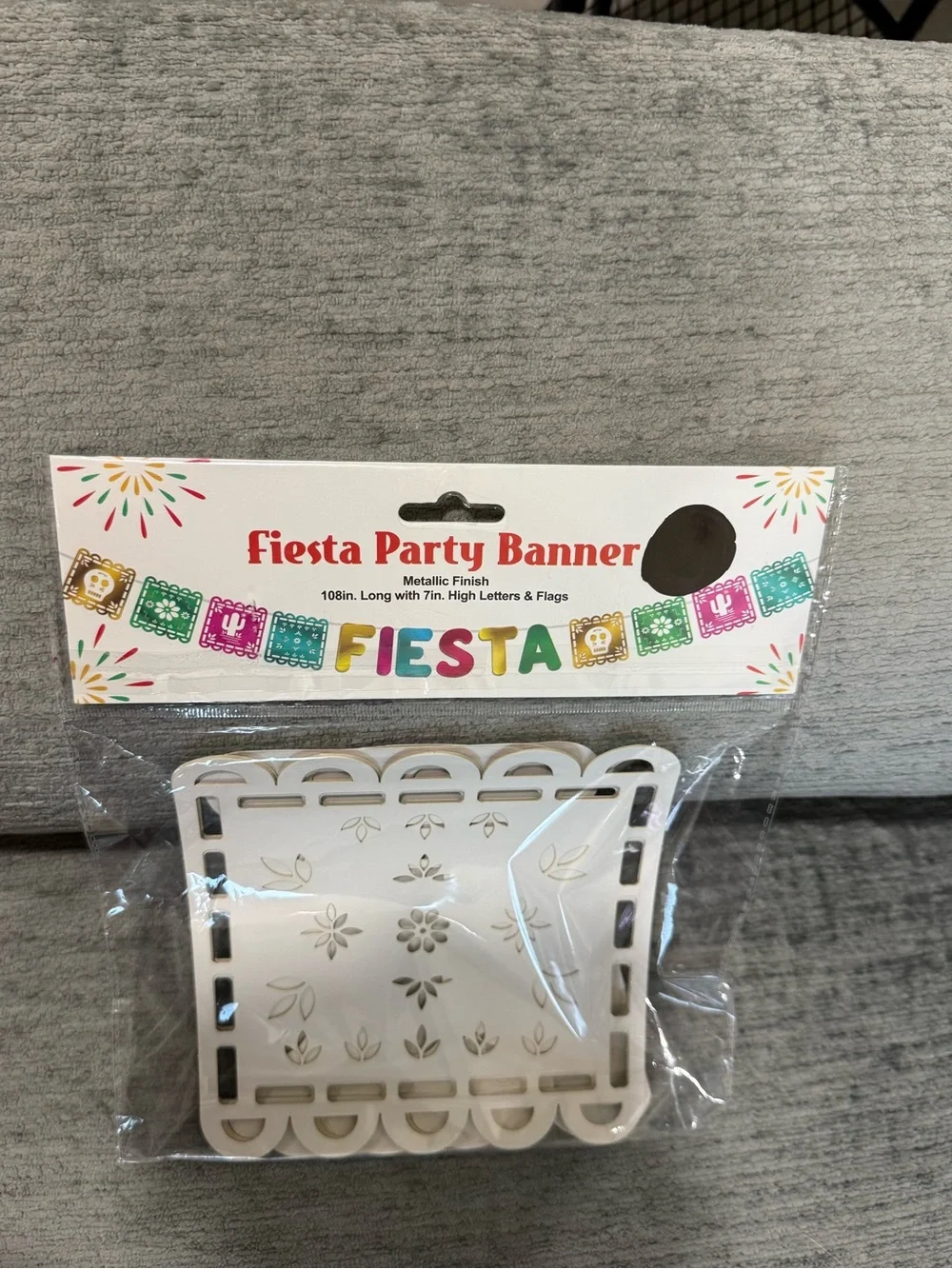 Fiesta Metallic Green and Pink Letter and flag Banner